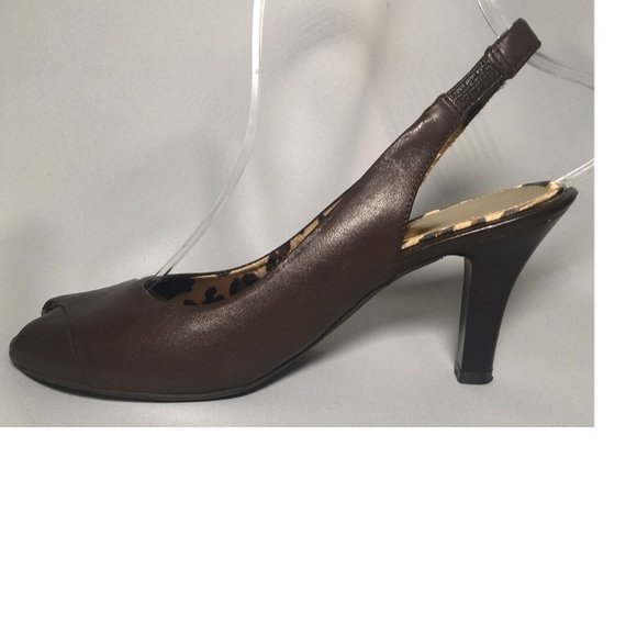 Nine & Company Brown Slingback - Open Toe Heels Sz 6M - Picture 4 of 7